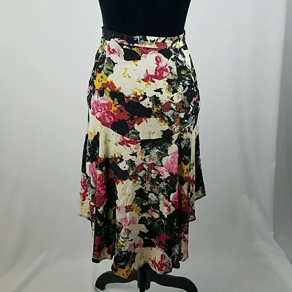 Kimchi Blue Urban Outfitter women 0 skirt‎ floral hi-low Asymmetrical